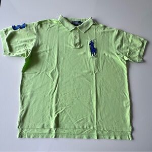 Ralph Lauren BIG Pony Polo Men's Large Lime Green Blue Embroidered Big Pony